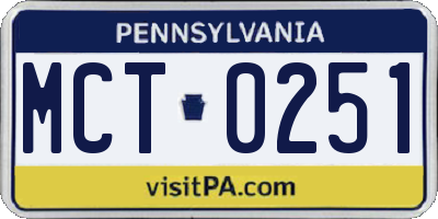 PA license plate MCT0251