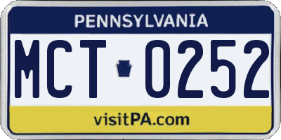 PA license plate MCT0252