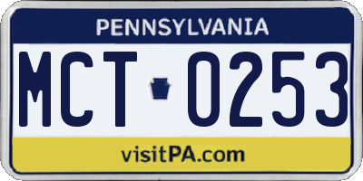 PA license plate MCT0253
