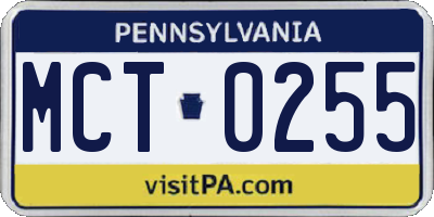 PA license plate MCT0255