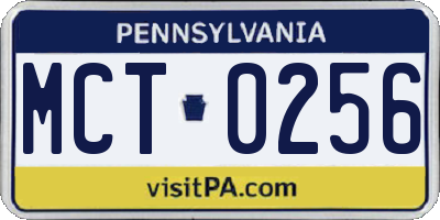 PA license plate MCT0256