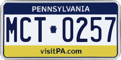 PA license plate MCT0257