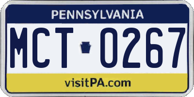 PA license plate MCT0267