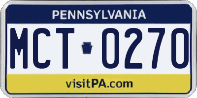 PA license plate MCT0270