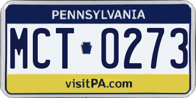 PA license plate MCT0273