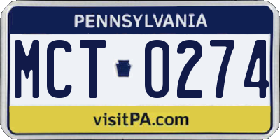 PA license plate MCT0274