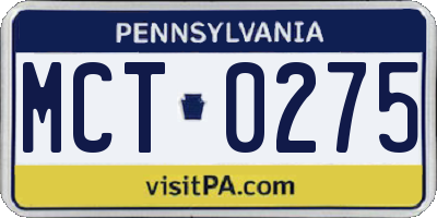 PA license plate MCT0275