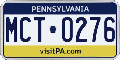 PA license plate MCT0276