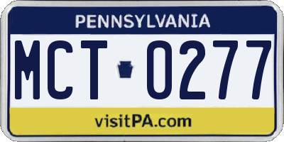 PA license plate MCT0277