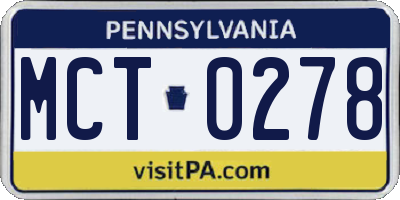 PA license plate MCT0278