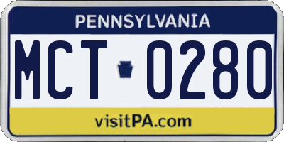 PA license plate MCT0280