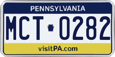PA license plate MCT0282