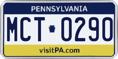 PA license plate MCT0290