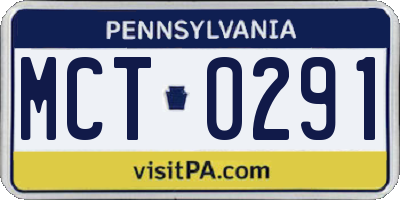 PA license plate MCT0291