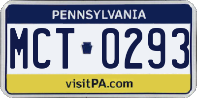 PA license plate MCT0293