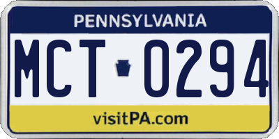 PA license plate MCT0294