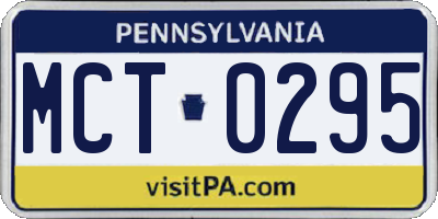 PA license plate MCT0295