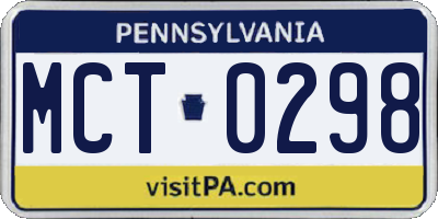PA license plate MCT0298