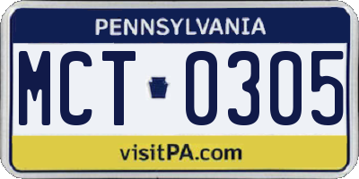 PA license plate MCT0305