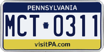 PA license plate MCT0311