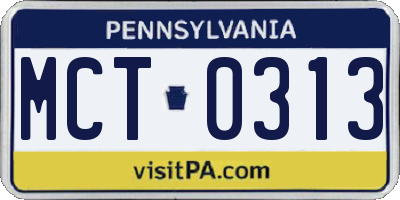 PA license plate MCT0313