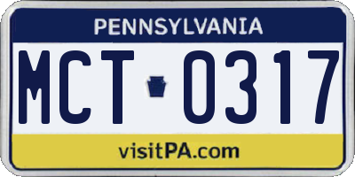 PA license plate MCT0317