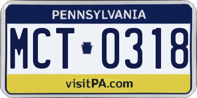 PA license plate MCT0318