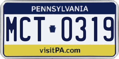 PA license plate MCT0319