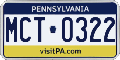 PA license plate MCT0322