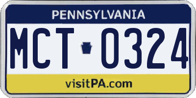PA license plate MCT0324