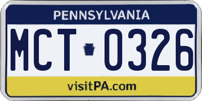 PA license plate MCT0326