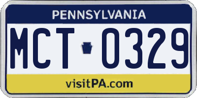 PA license plate MCT0329