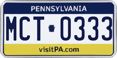 PA license plate MCT0333