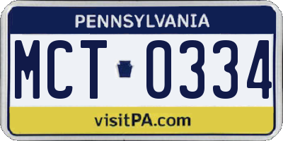 PA license plate MCT0334