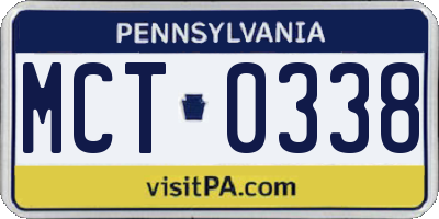 PA license plate MCT0338