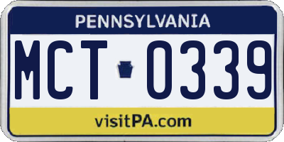PA license plate MCT0339