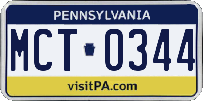 PA license plate MCT0344