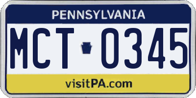 PA license plate MCT0345