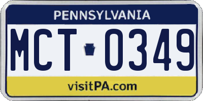 PA license plate MCT0349