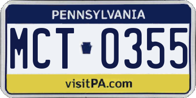 PA license plate MCT0355