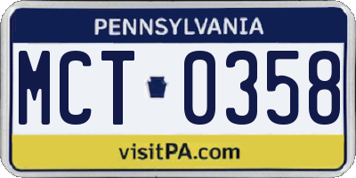 PA license plate MCT0358