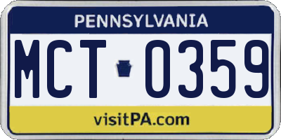 PA license plate MCT0359