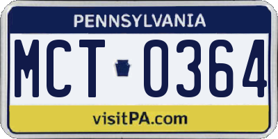 PA license plate MCT0364