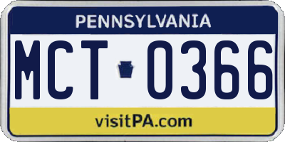 PA license plate MCT0366