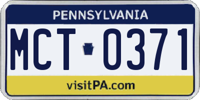 PA license plate MCT0371