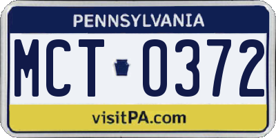 PA license plate MCT0372