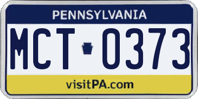 PA license plate MCT0373