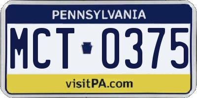 PA license plate MCT0375