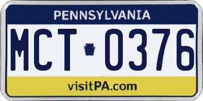 PA license plate MCT0376