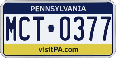 PA license plate MCT0377